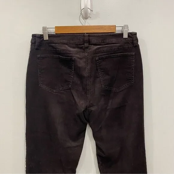 EILEEN FISHER 4 Brown Pinwale Corduroy Cotton Tencel Tapered Ankle Pants Stretch - Picture 3 of 16